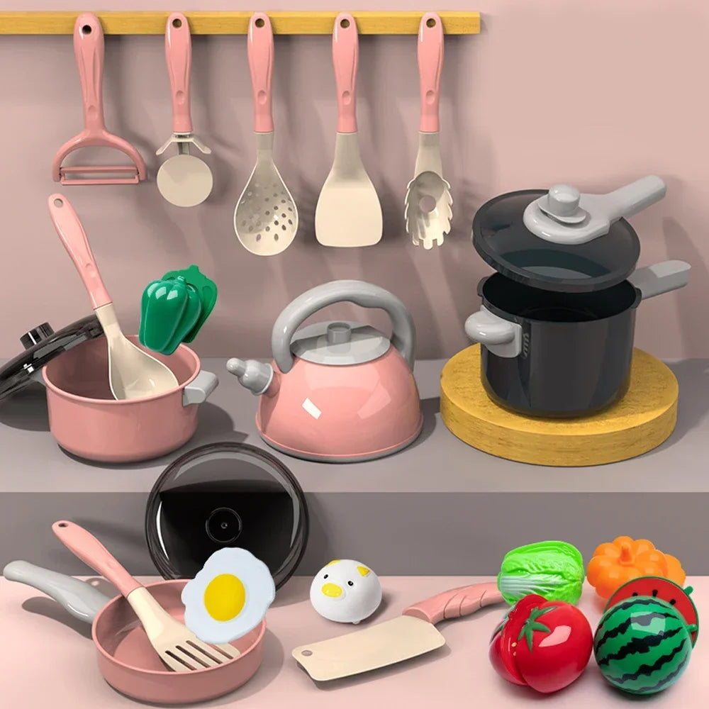 Kids Kitchen Toys Set – 92/69/59 Piece Play Kitchen Accessories with Pots, Pretend Food & Cooking Toys for Toddlers