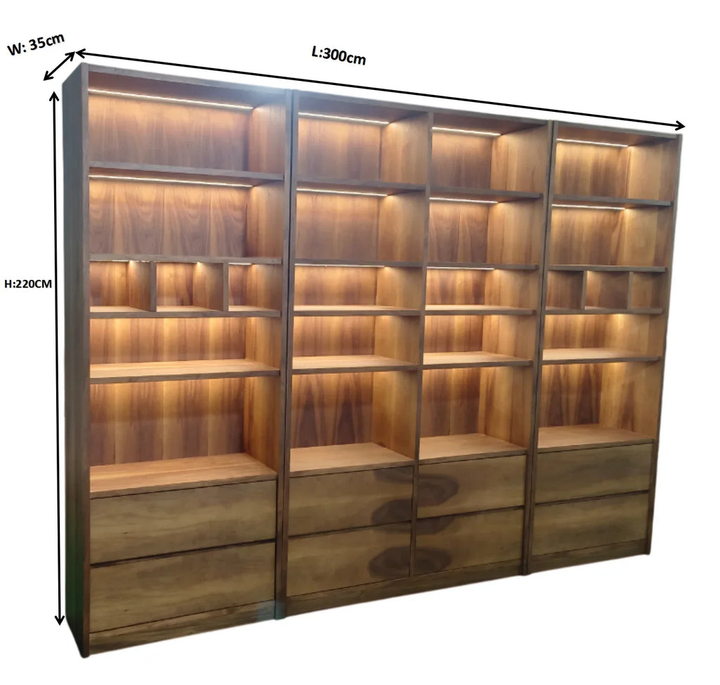 Wooden Bookshelf & Library Storage Cabinet – Bookcase for Living Room & Study