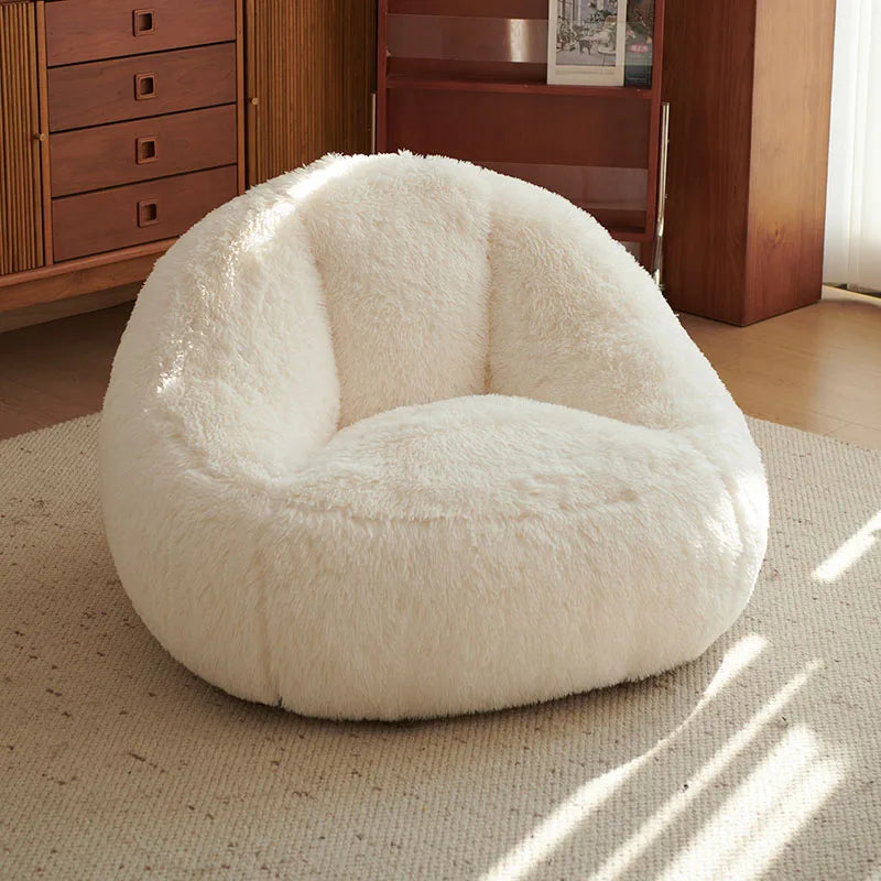 Cute White Nordic Children's Sofa – Recliner Lazy Puff for Kids' Living Room