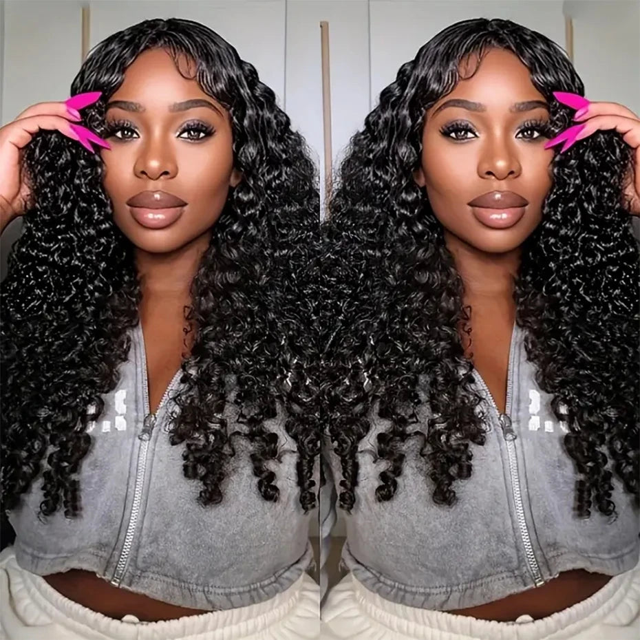 300% Density 30 36 Inch 13x4 13x6 Hd Full Lace Frontal Wig Raw Burmese Curly Lace Front Wig With Spiral End Loose Deep Wave Wigs