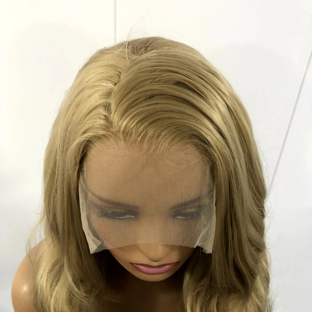 Ash Blonde Wig Loose Body Wave Synthetic Lace Front Wigs Long Curly Natural Wavy Honey Colored Hair 13X4 Frontal Wigs for Women