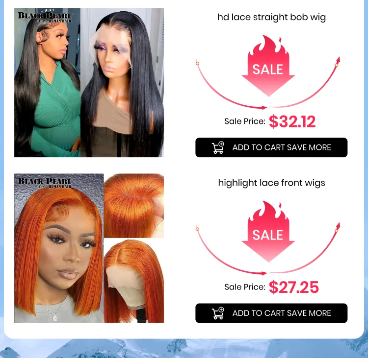 Black Pearl Ginger Lace Front 100% Human Hair Quality Wigs Glueless Wig Short Straight Bob Wig Lace Front Human Hair Wig