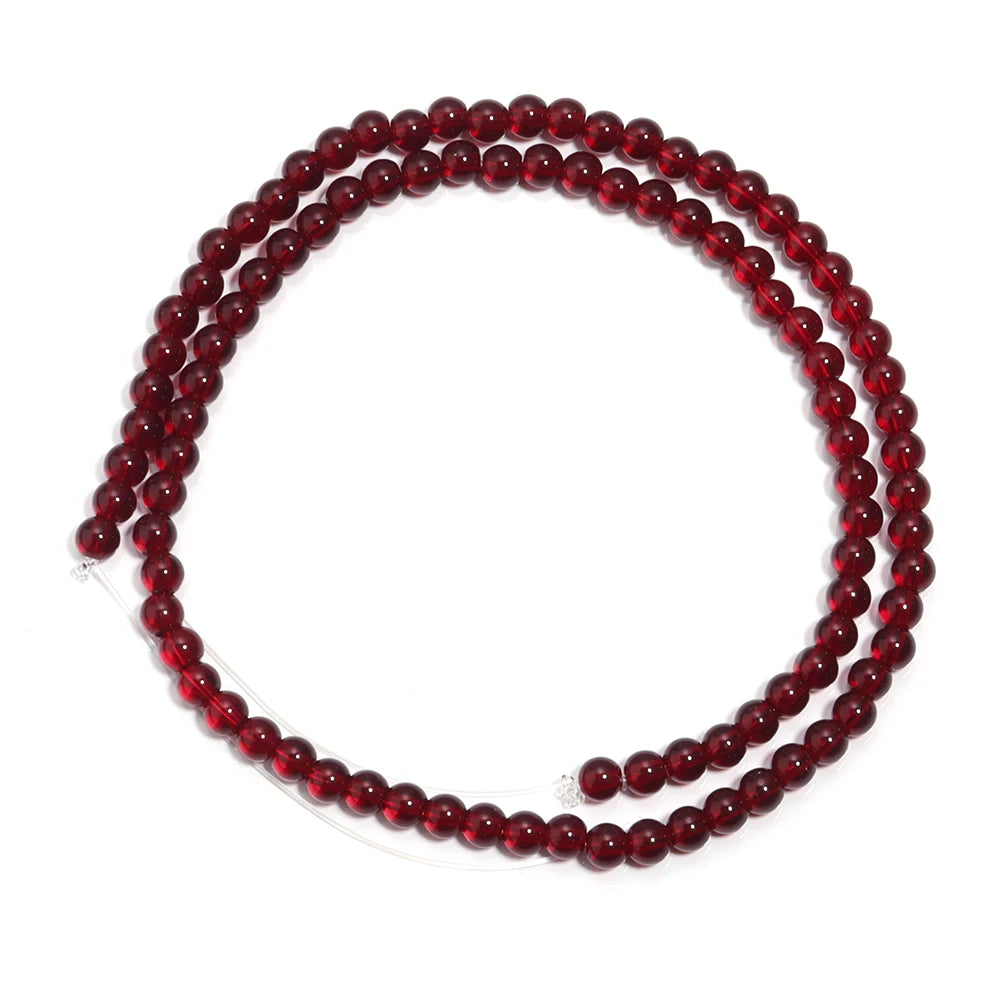 1 Strand Red Glass Beads 4/6/8/10/12mm Round Crystal Loose Spacer Bead for Jewelry Making Stuff DIY Necklace Bracelet Wholesale