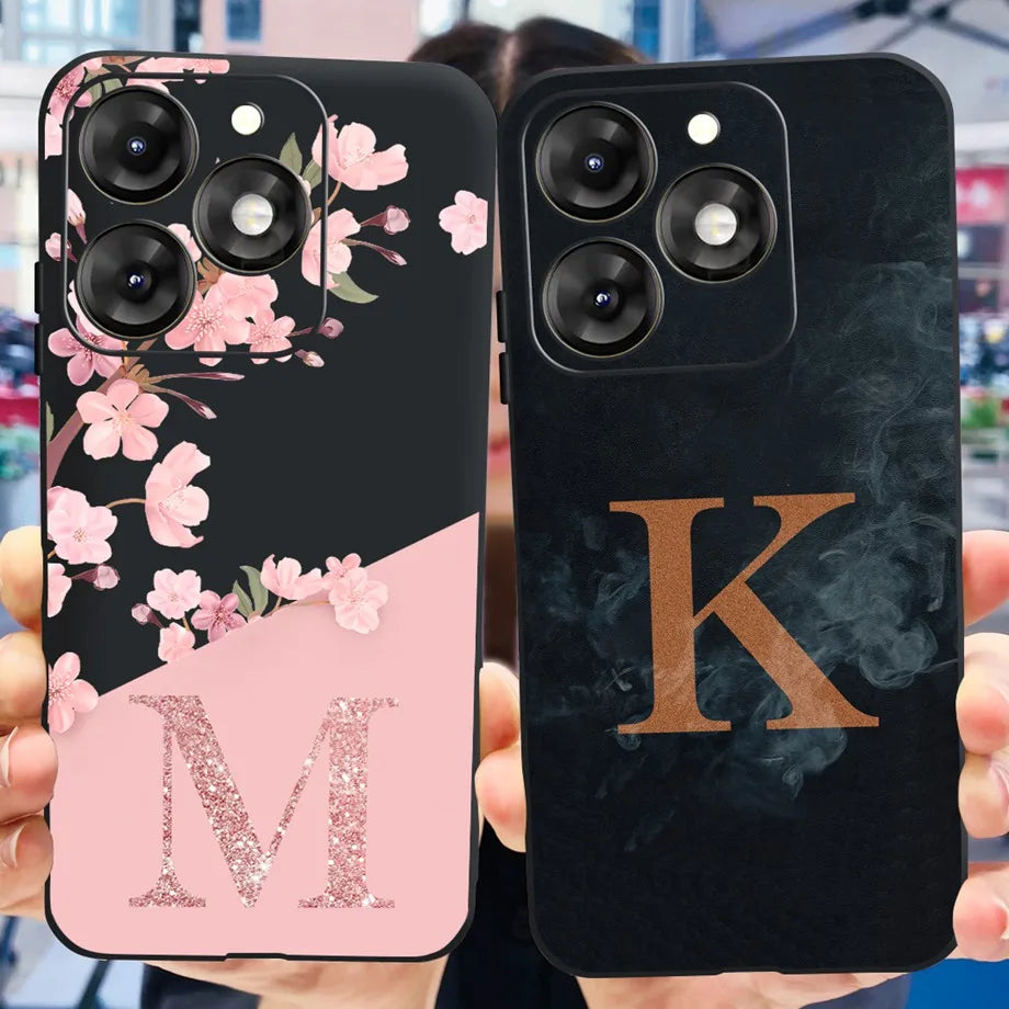 Infinix Smart 8 Phone Case – Soft TPU Silicone Flower & Letter Pattern Cover (6.6")