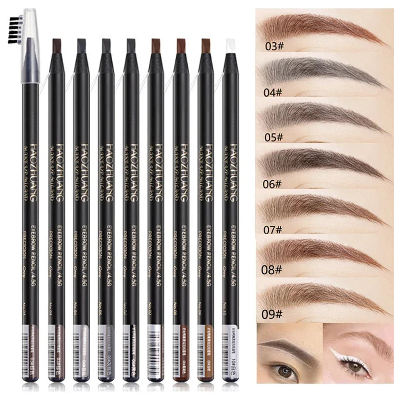 Waterproof Eyebrow Pencil with Soft Brush – Long-Lasting Permanent Makeup Tattoo Tool