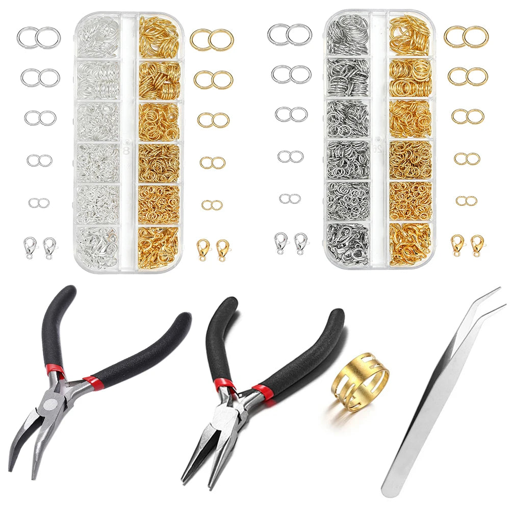 930-Piece Jewelry Findings Kit – Jump Rings, Lobster Clasps, Hooks, Pliers & Tweezers for DIY Jewelry Making