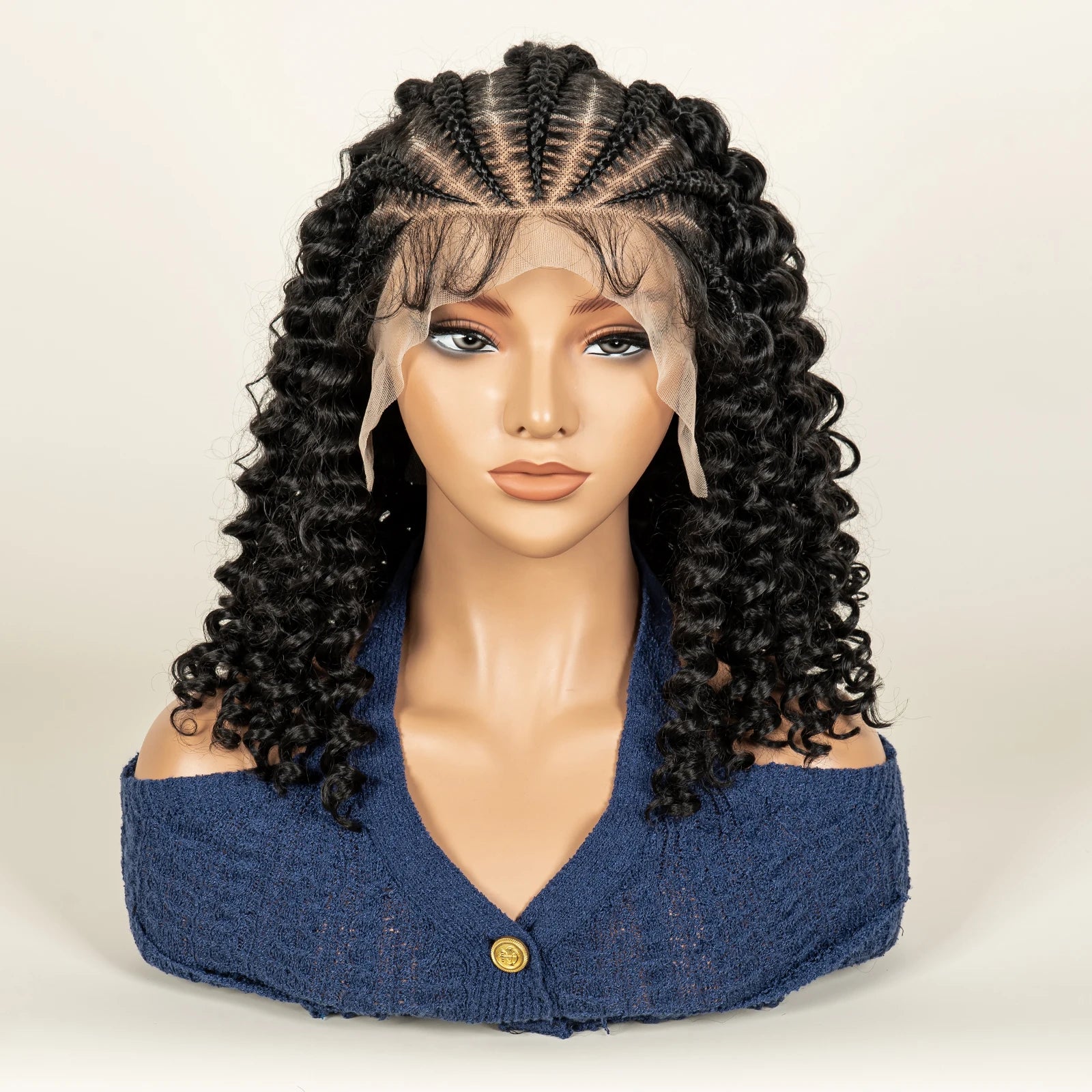 The Braid Queen Wig — Cornrow Roots, Deep Wave Curls, 13x6 HD Lace | Instant Protective Glam