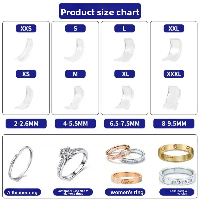 Ring Size Adjuster Soft Silicone 8-Piece Set Comfortable Non-Slip Jewelry Tool for Engagement Wedding Jewelry Making