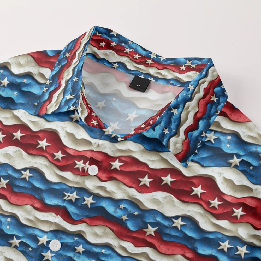 Men's American Flag Hawaiian Shirt – 4th of July Button-Up