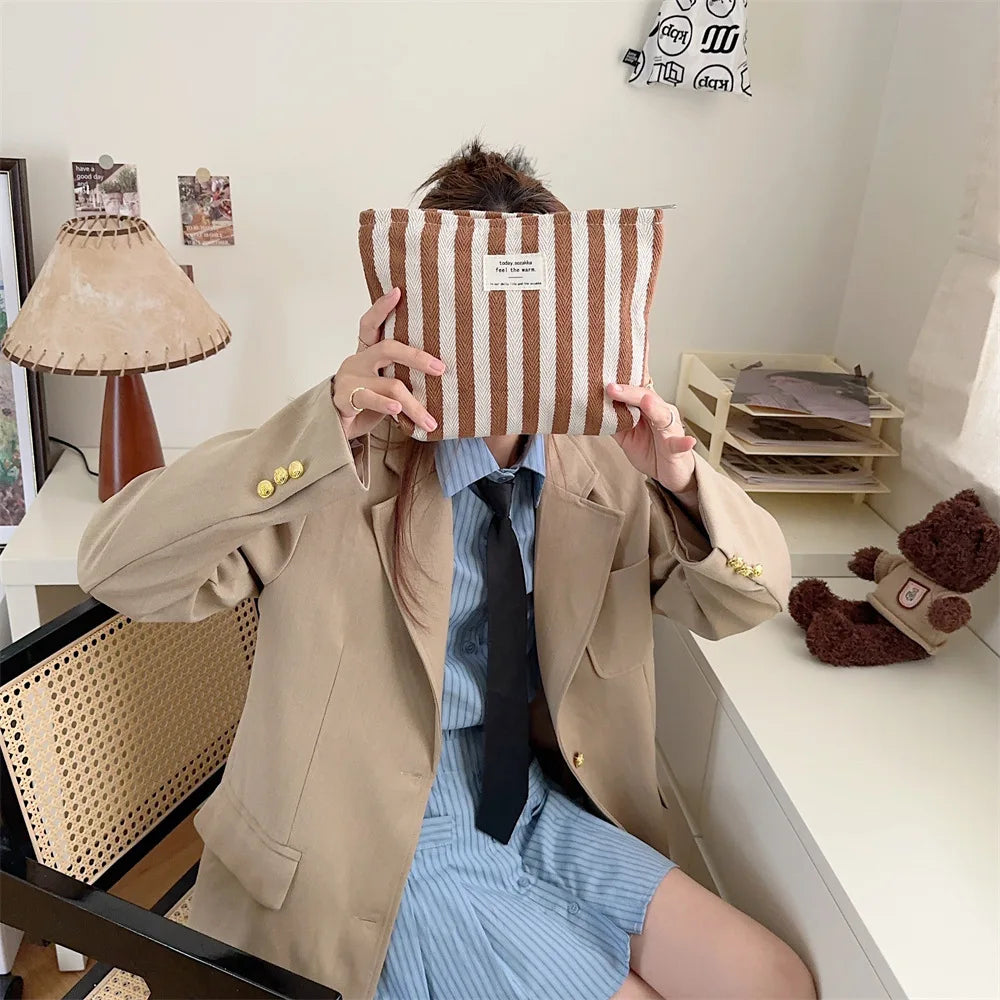 Stripe Cosmetic Bag Waterproof Women Cosmetic Bag Small Bag Storage Makeup Case,Travelling Pouch Organizer for Lady