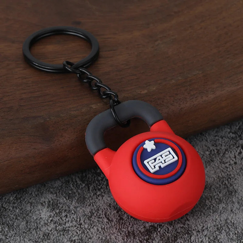 3D PVC Sports Fitness Pendant Mini Barbell Plates Keychain Kettlebells Water Cups Simulation Dumbbell Keyring Creative Bag Charm