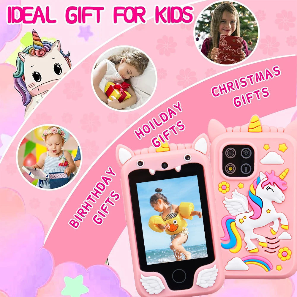 Kids Smart Phone Camera Toy – Touchscreen Unicorn MP3 Player & Digital Camera for Girls & Boys Ages 3–8