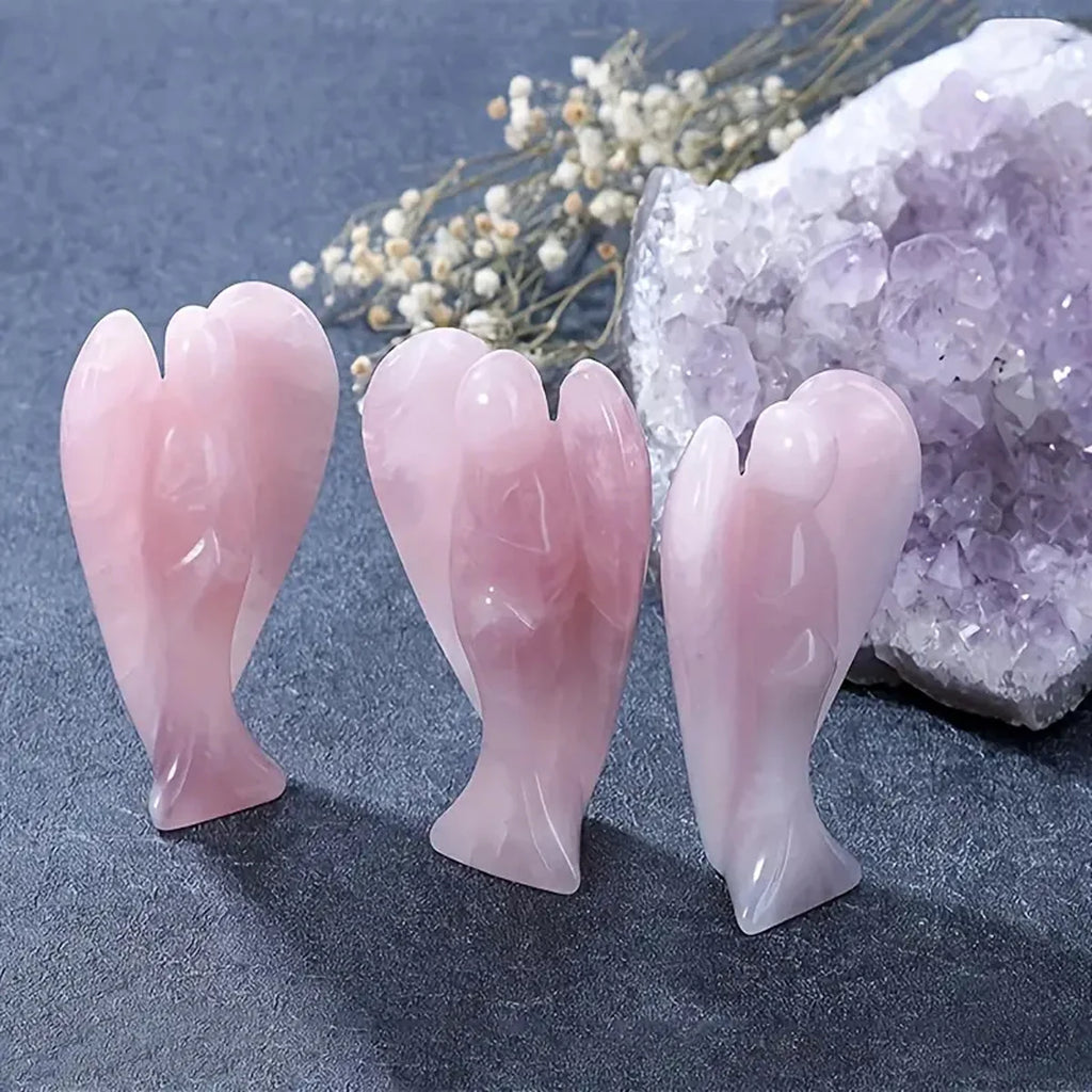 Mini Crystal Angel Carving | 1" Natural Healing Stone Figurine | Mineral Specimen & Spiritual Home Decor Gift