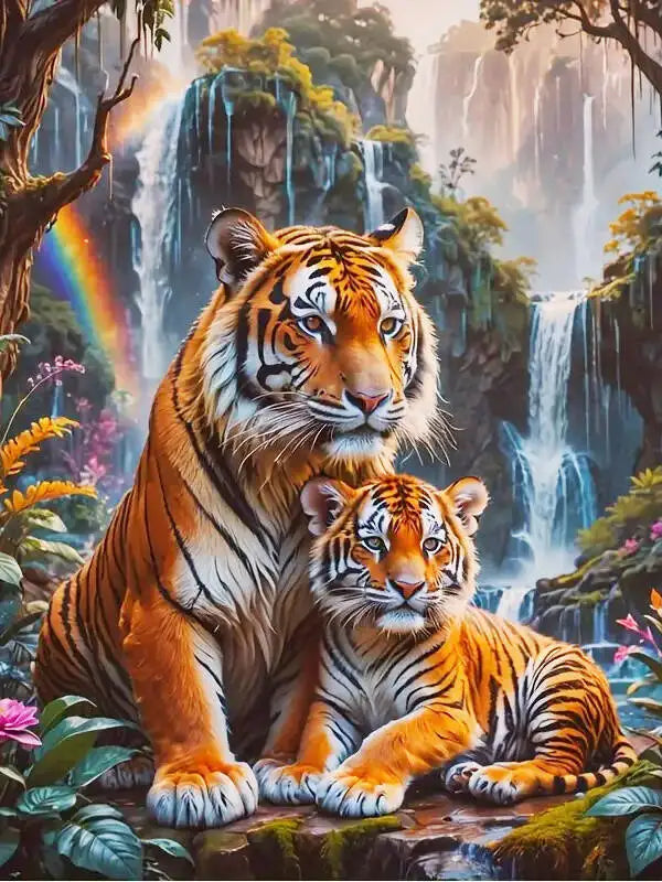 Evershine Tiger Diamond Painting Kit | 5D DIY Full Drill Animal Mosaic | Square & Round Drill | Home Decor Wall Art