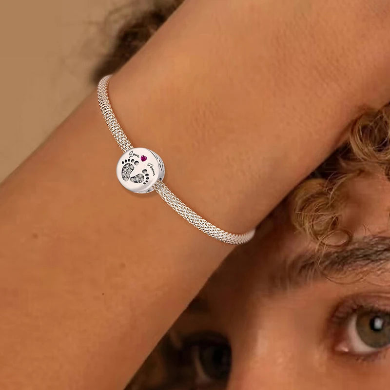 925 Sterling Silver Circle Pattern Moon Personalized Charms Beads Fit DIY Making Bracelet Necklace Gift High Quality Fine Beads