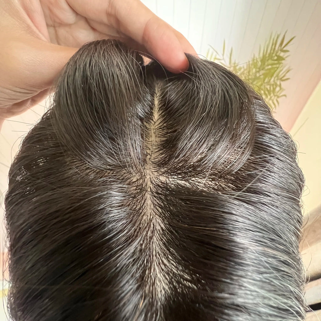 Dark Brown Highlight Short Bob 13x4 Lace Front Human Hair Wig With Bangs For Women Scalp Silk Top Closure Wig Brazilian Remy