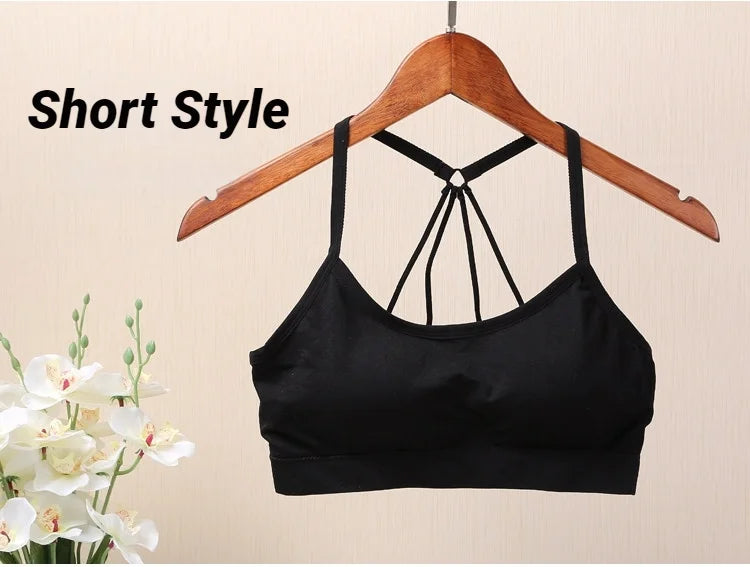 Women's Wireless Sports Yoga Crop Top – Seamless Activewear with Wide Letter Straps