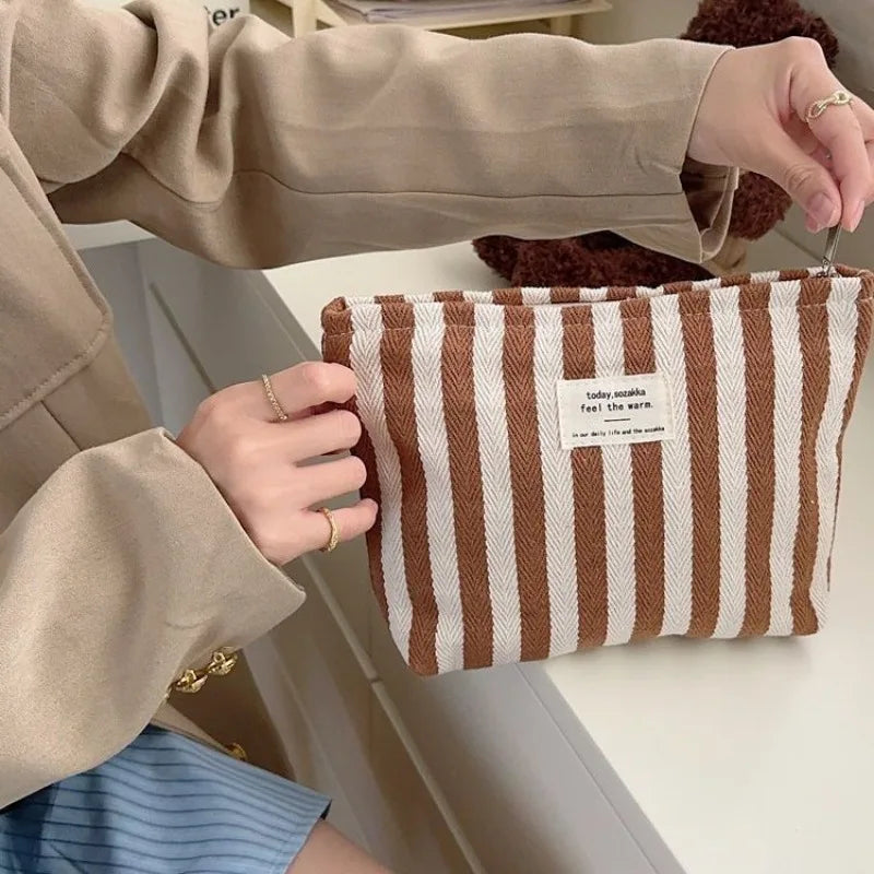 Stripe Cosmetic Bag Waterproof Women Cosmetic Bag Small Bag Storage Makeup Case,Travelling Pouch Organizer for Lady