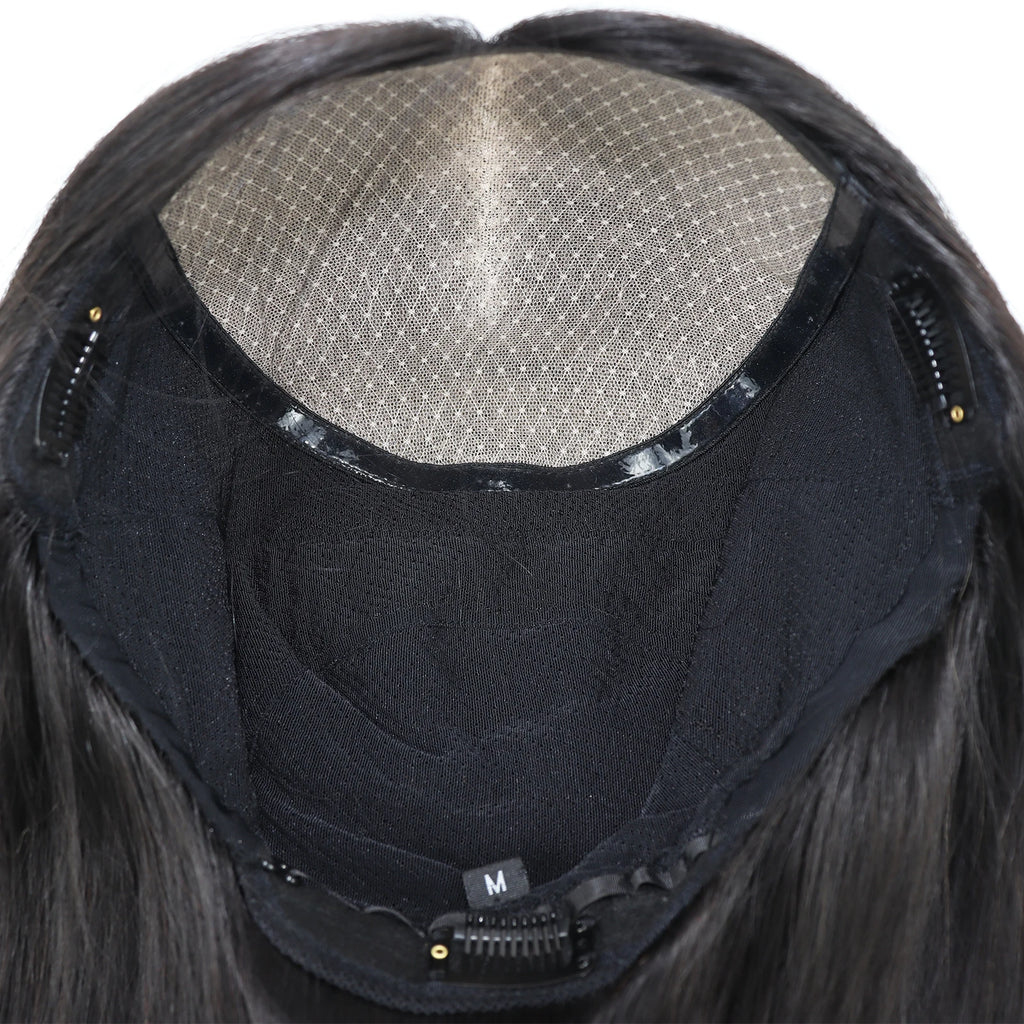 Medical Wig Real Remy Human Hair Silk Top Wig Full Hand Tied Breathable Silk Base Wig Elastic Net Comfortable Wearing for Women