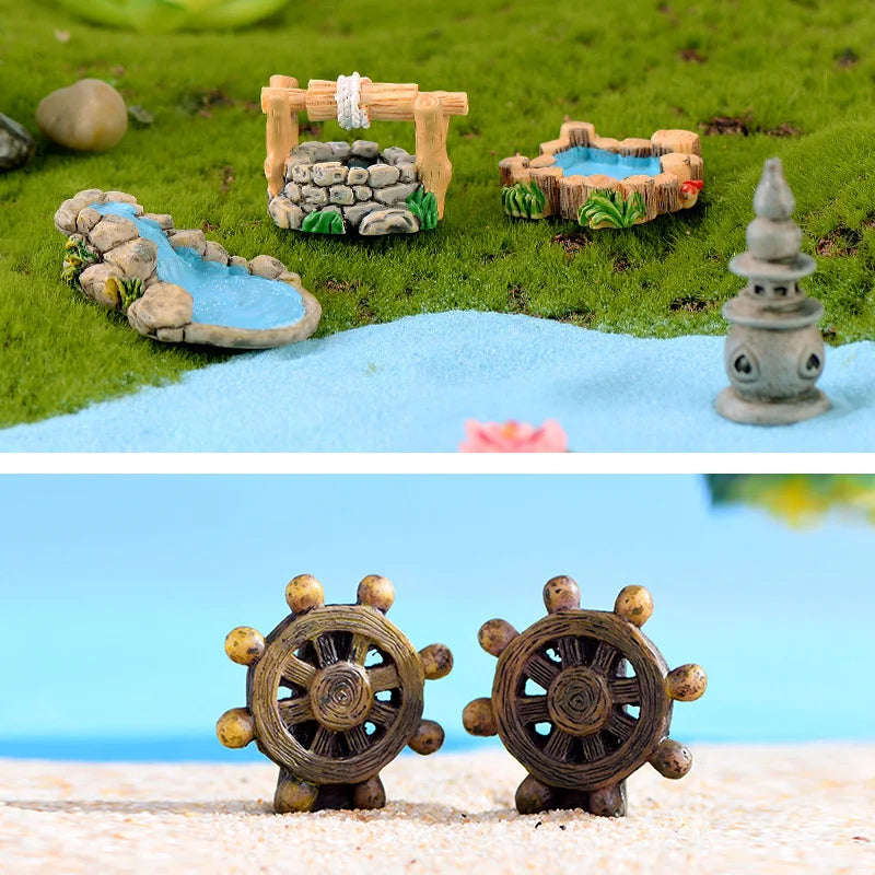 Lighthouse Figurine Miniature | Resin Pool Tower Micro Landscape Ornament | Fairy Garden & Home Decor Accessory