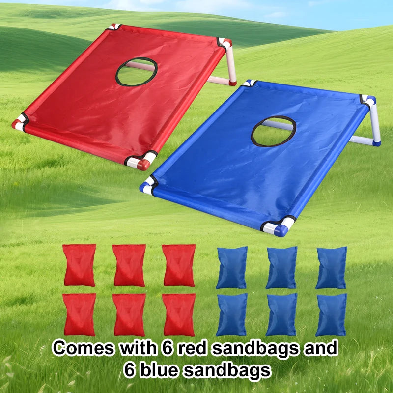  Portable Sandbag Toss Game Kit - 1 Game Board + 6 Bean Bags Outdoor Garden Beach Party Supplies