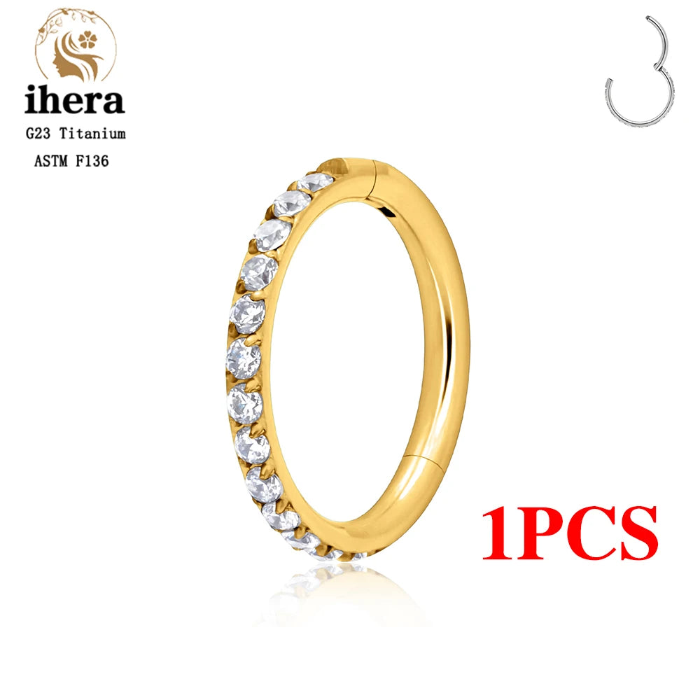 1/10PCS G23 Titanium Nose Rings Septum Clicker Ear Cartilage Tragus Helix Daith Earrings Hoops 16G 18G CZ Body Piercing Jewelry