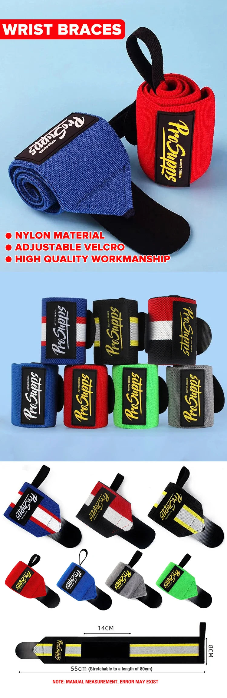 Gym Wrist Support Straps – Breathable Wristbands for Fitness, Weightlifting & Sports (1 Pair)