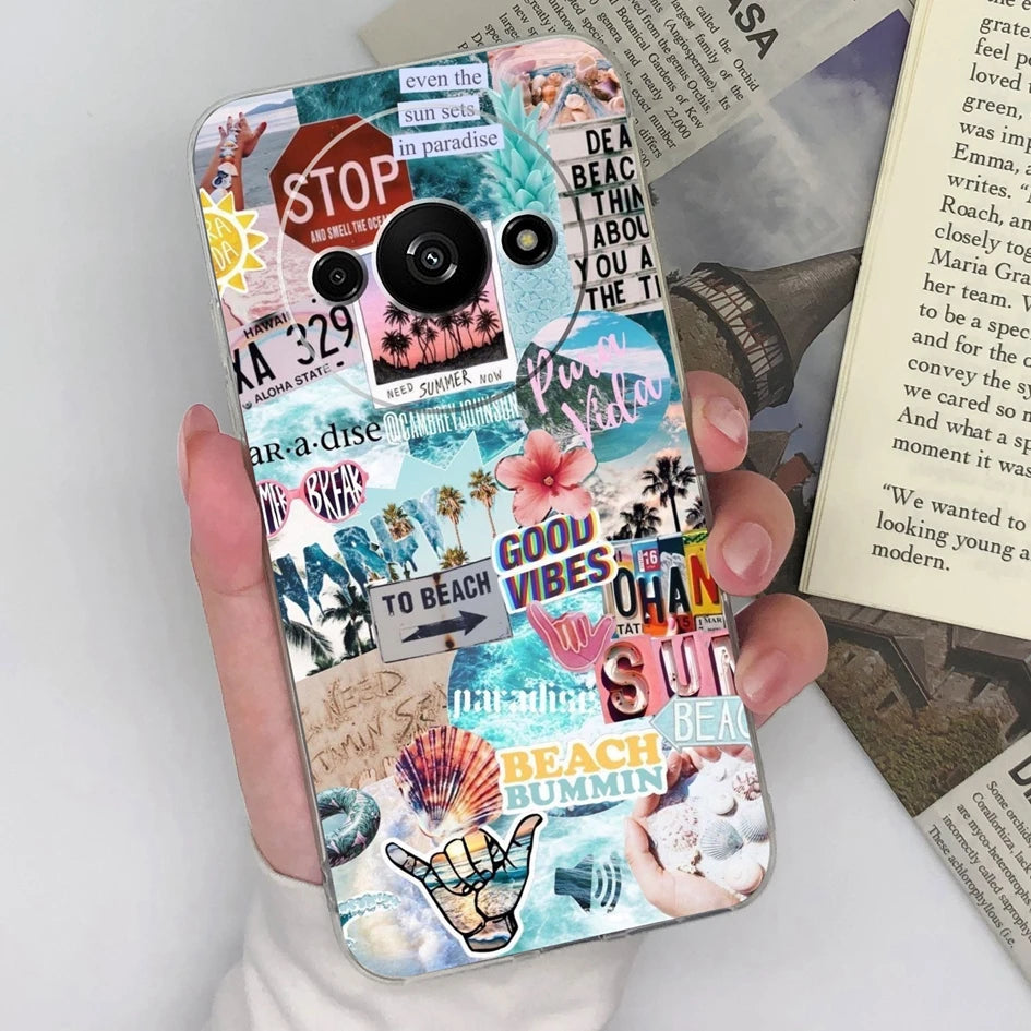 Xiaomi Redmi A3 Phone Case – Butterfly Coloured Drawing Back Cover with Screen Protector