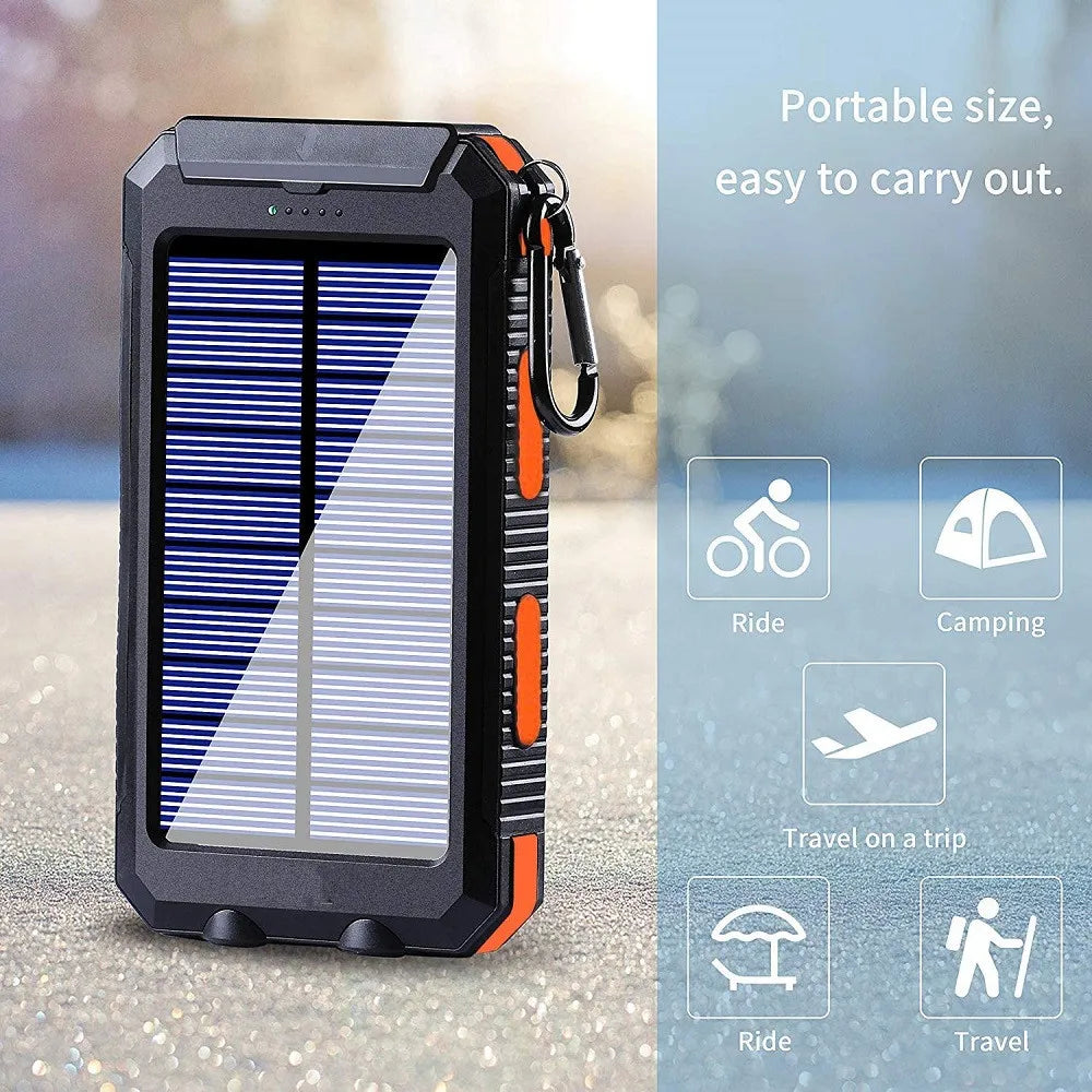 Solar Power Bank – 80000mAh Portable Charger with Strong LED Light for All Smartphones