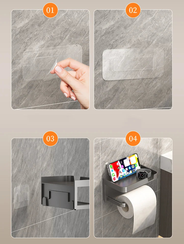 Wall Mounted Toilet Paper Holder – Rustproof Thickened Plastic Storage Rack for Bathroom & Kitchen