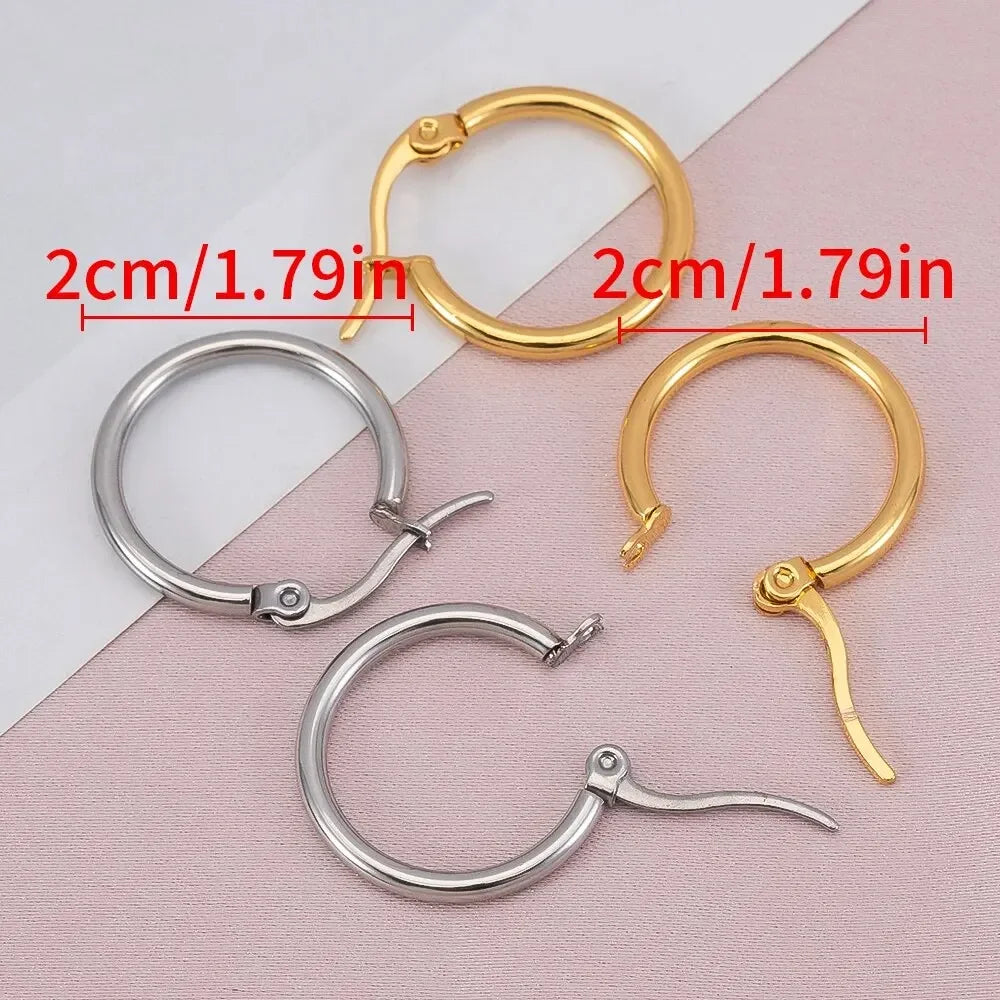 10pcs 20mm Stainless Steel Earrings Open Ear Rings For Jewlery Making DIY Components Accessories
