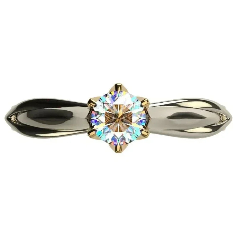Personalized Bicolor Women's Wedding Ring – Luxurious Cubic Zirconia Proposal Ring