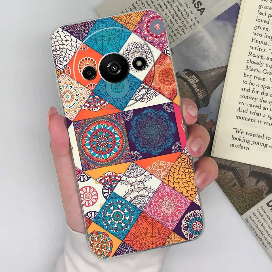 Xiaomi Redmi A3 Phone Case – Butterfly Coloured Drawing Back Cover with Screen Protector