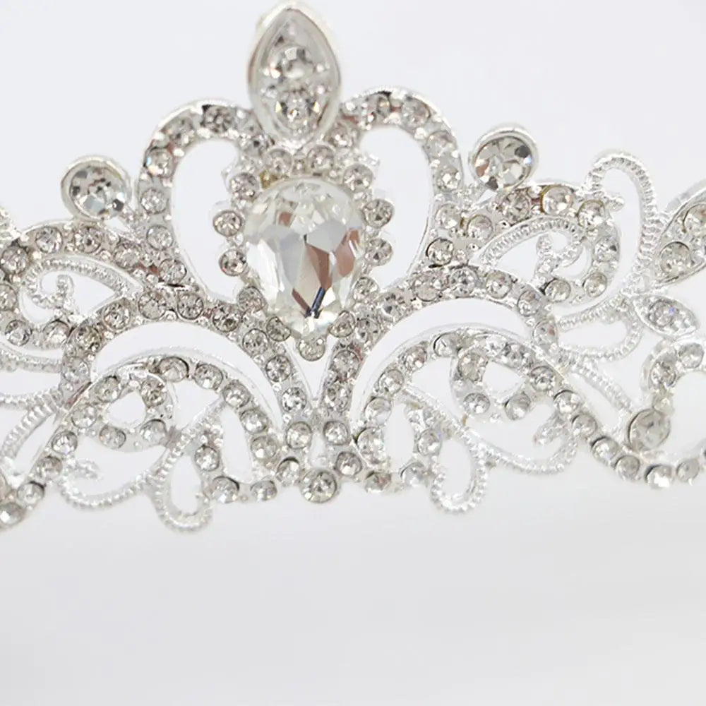Korean Style Wedding Jewelry Set – Necklace, Earrings & Tiara for Women