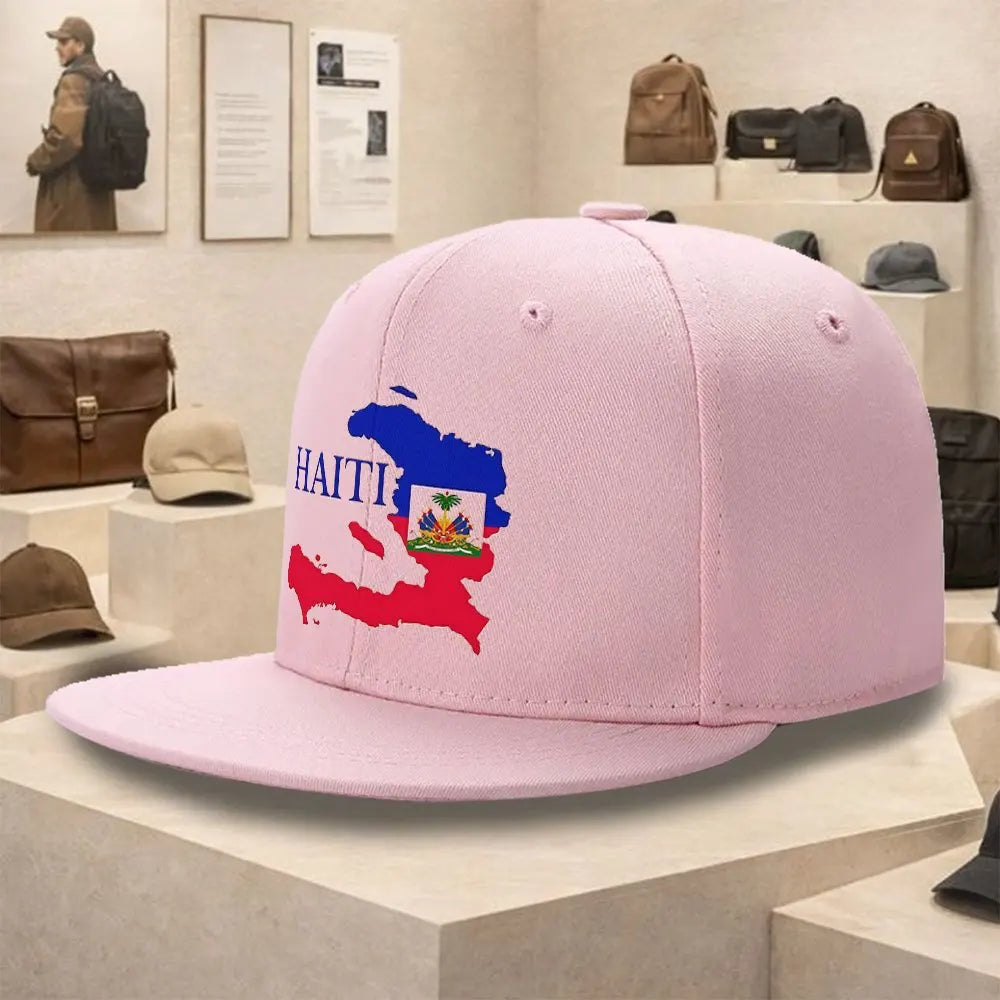 Haiti Map Flag Baseball Cap – Unisex Cotton Snapback Hip-Hop Hat