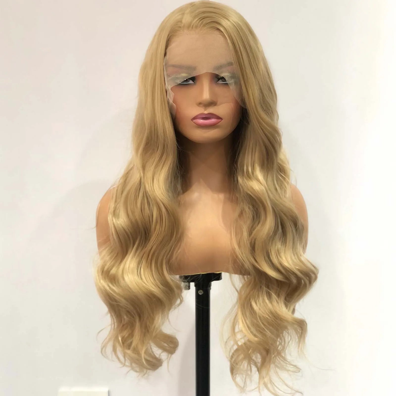 Ash Blonde Wig Loose Body Wave Synthetic Lace Front Wigs Long Curly Natural Wavy Honey Colored Hair 13X4 Frontal Wigs for Women