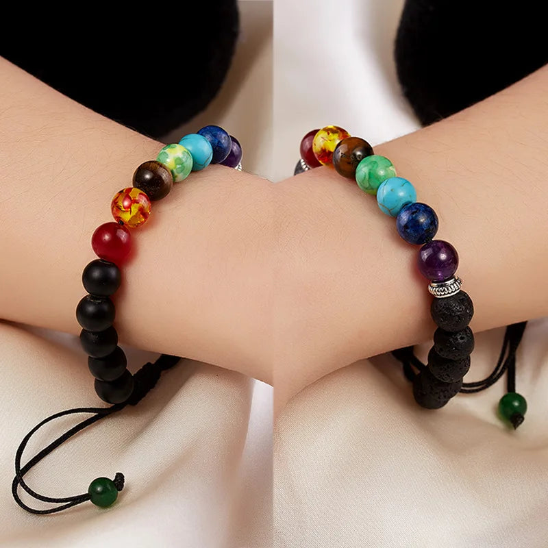 Reiki Healing Stone Bracelet For Women Men Yoga Meditation Jewelry Handmade Woven Natural Crystal Beads Bracelet Bangle