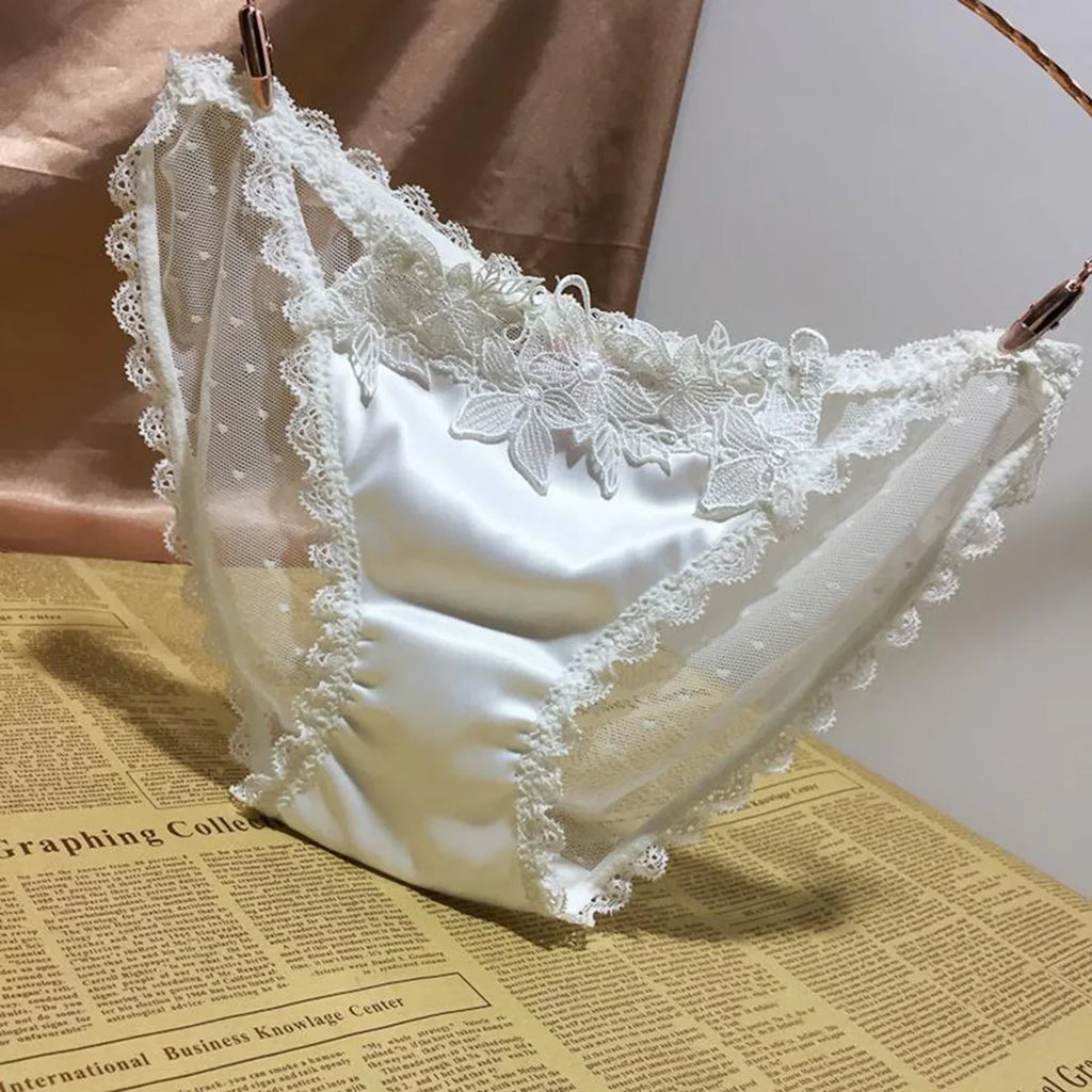 Women's Sexy Satin Lace Underwear – Fashionable Silky Briefs
