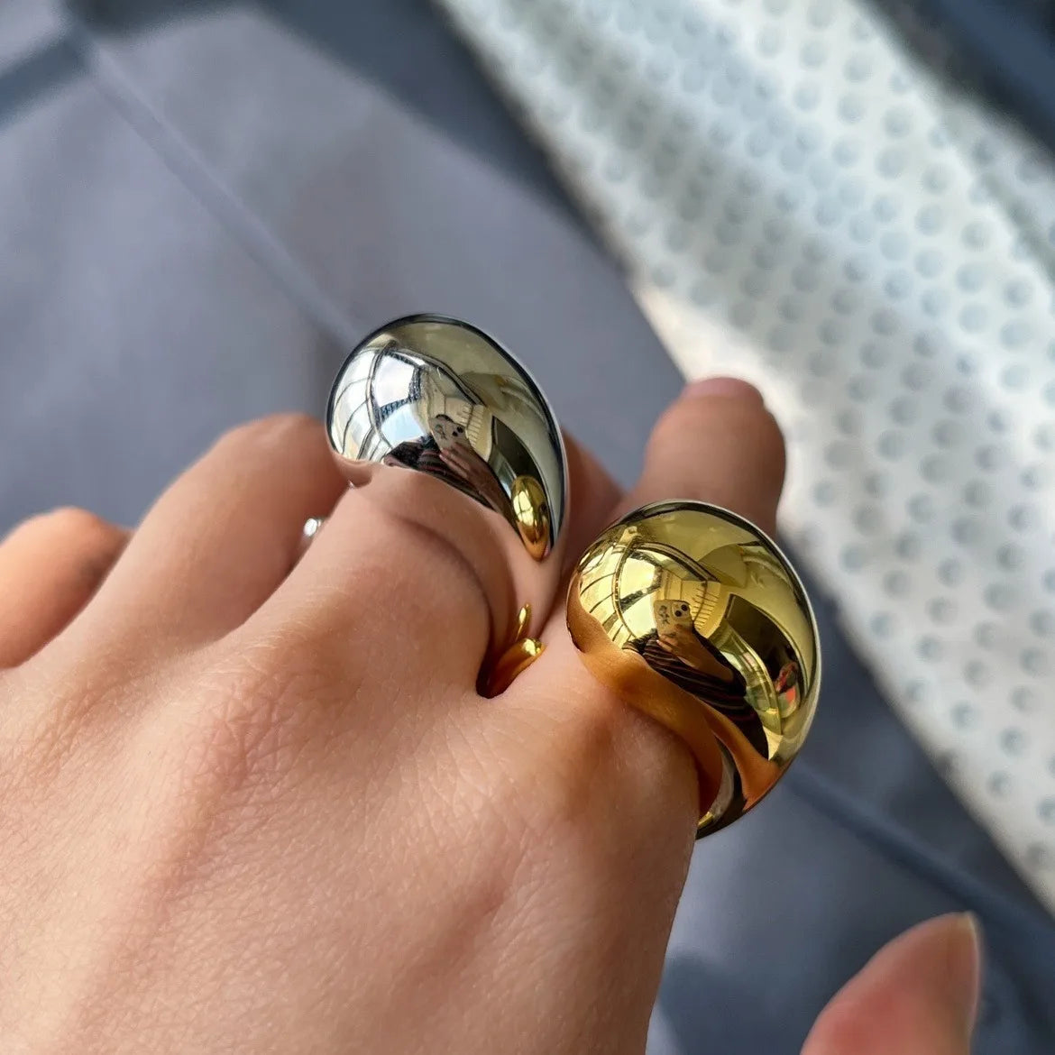 925 Sterling Silver Water Drop Ring For Women Gift Geometric Punk Exaggeration Trend Hiphop Jewelry Accessories Dropshipping