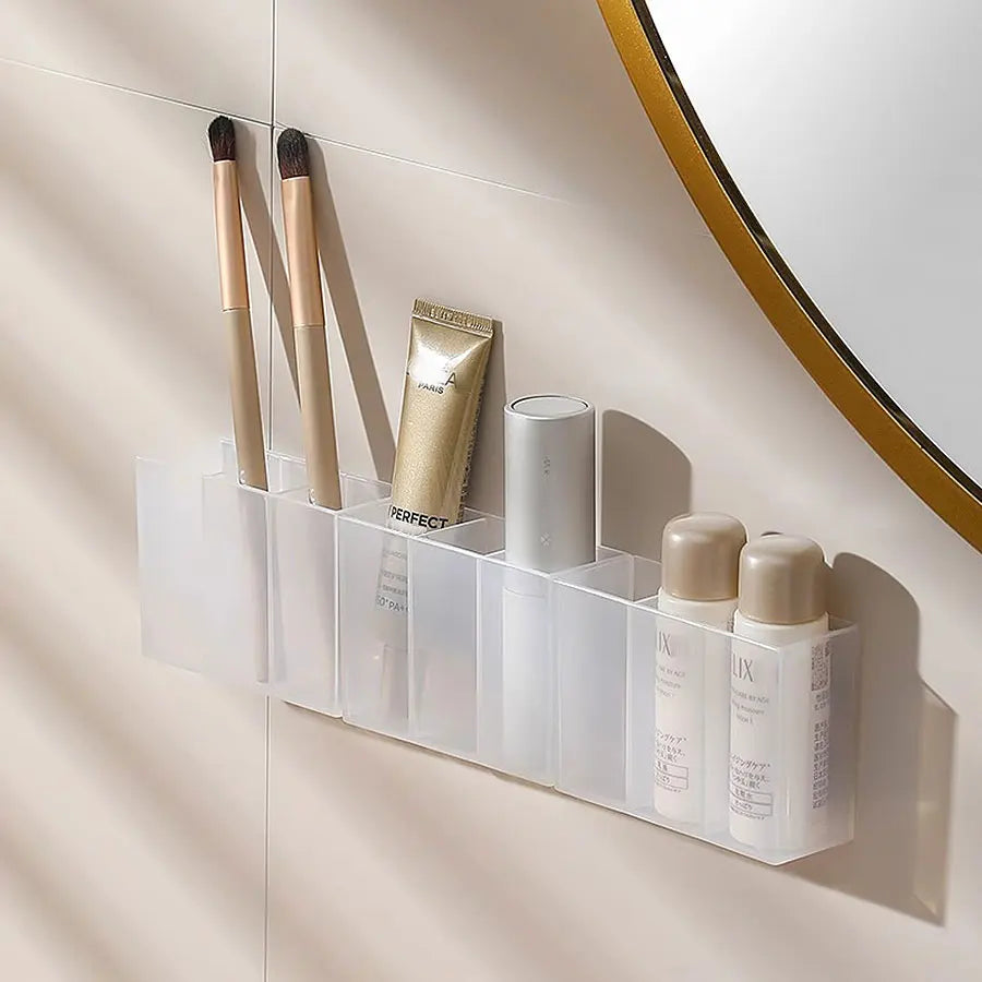 lipstick storage box, makeup brush storage,  wall mounted transparent ,three compartment classified lipstick rack, lipstick box