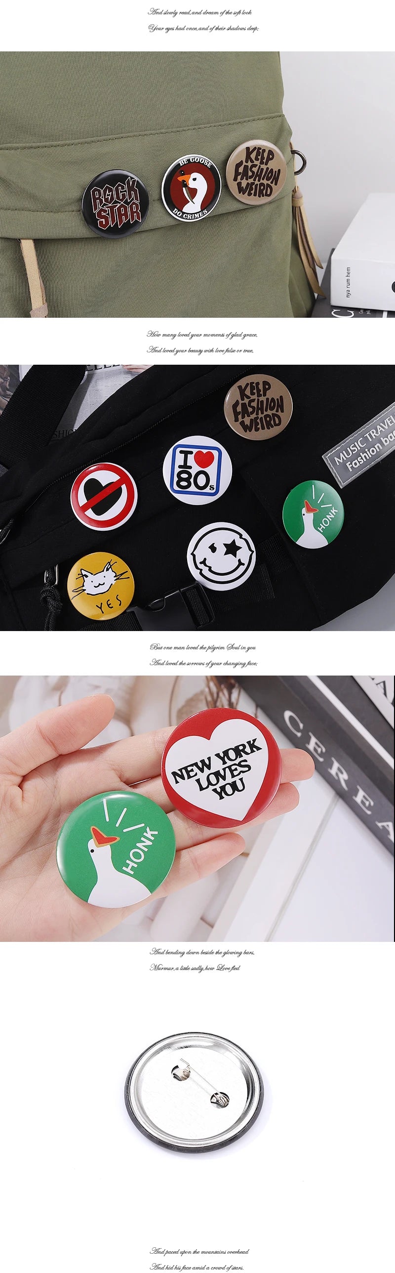 Tinplate Soft Button Pin Anime Fun Animal Goose Frog Cat Alien Cherry Brooch for Hat Bag Creative Jewelry Gift Lapel Badge 2023