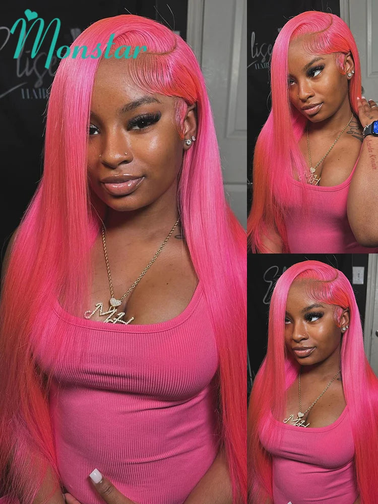 Pink Human Hair Wig – 30 & 38 Inch 613 HD Lace Frontal 13x6 Colored Wig