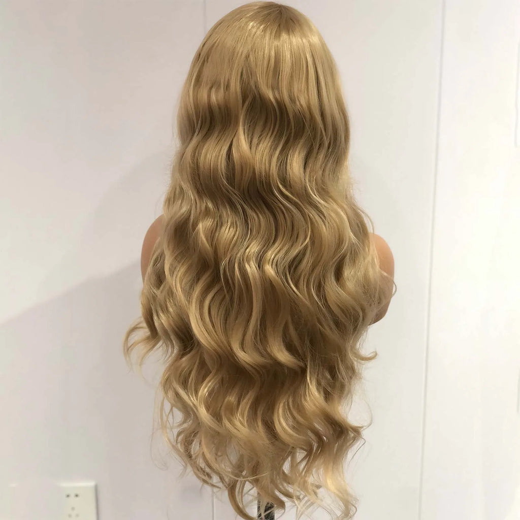 Ash Blonde Wig Loose Body Wave Synthetic Lace Front Wigs Long Curly Natural Wavy Honey Colored Hair 13X4 Frontal Wigs for Women