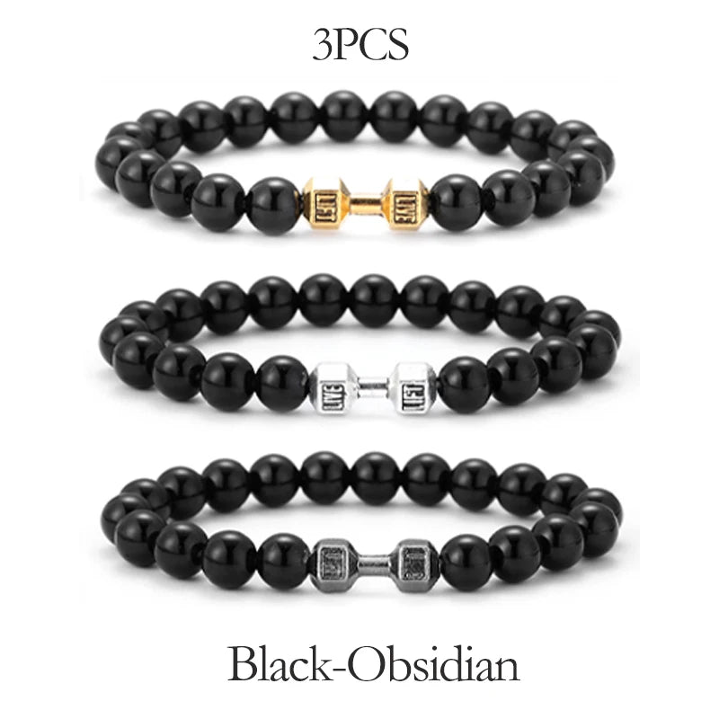 Natural Volcanic Stone Bracelet – Matte Black Lava Bead Fitness Bracelet for Men & Women
