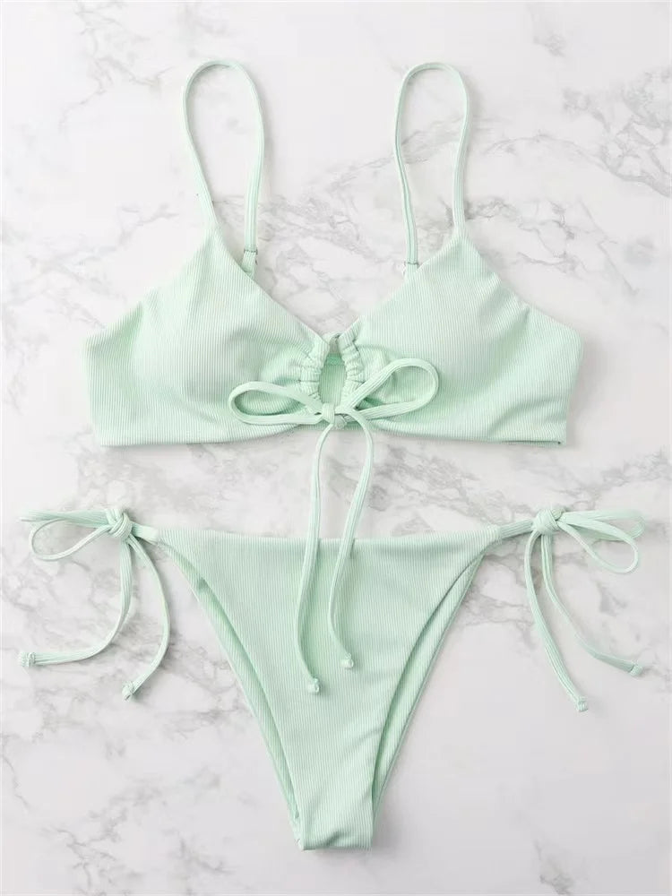 Low Waist Solid Brazilian Bikini Set – Women's 2-Piece Swimsuit