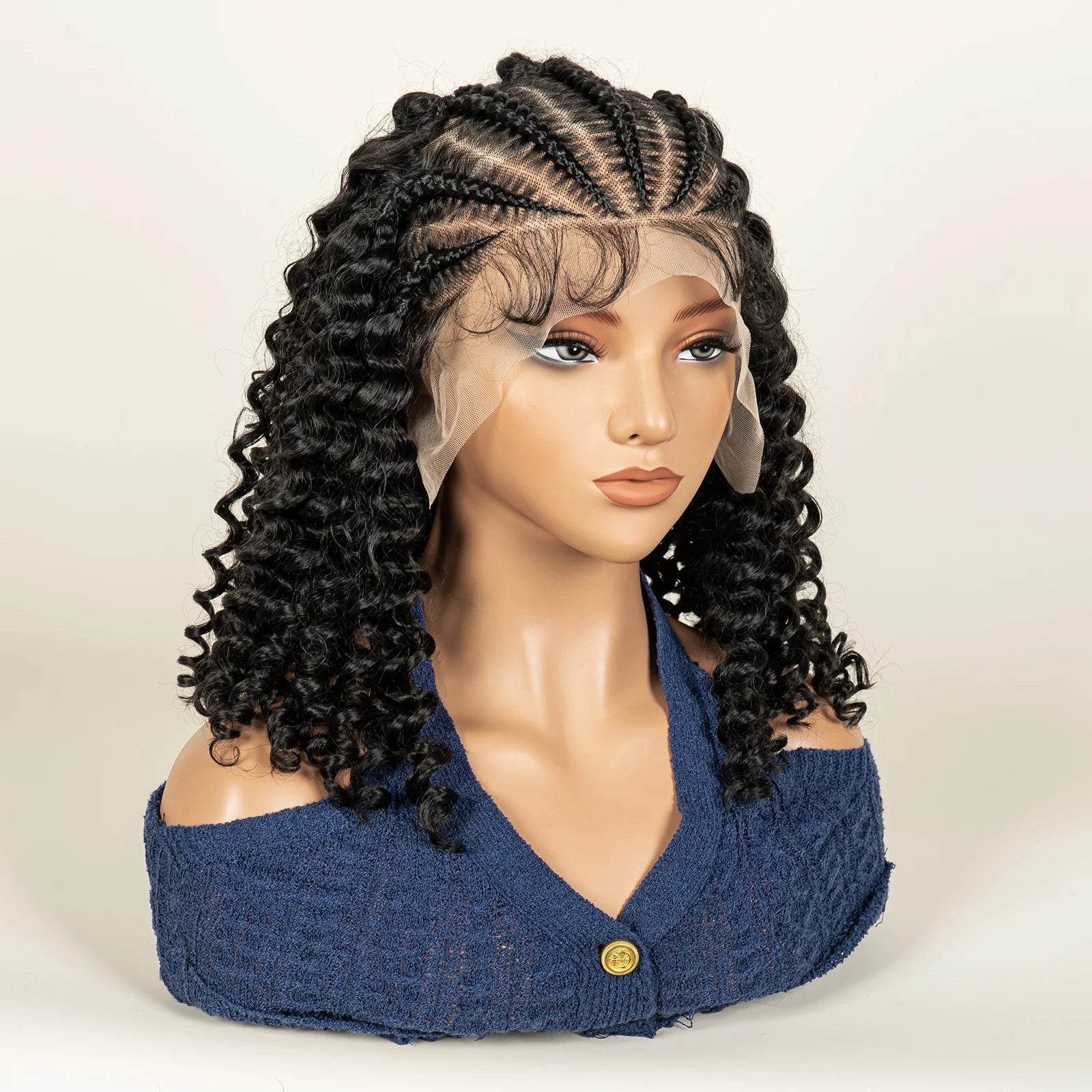The Braid Queen Wig — Cornrow Roots, Deep Wave Curls, 13x6 HD Lace | Instant Protective Glam