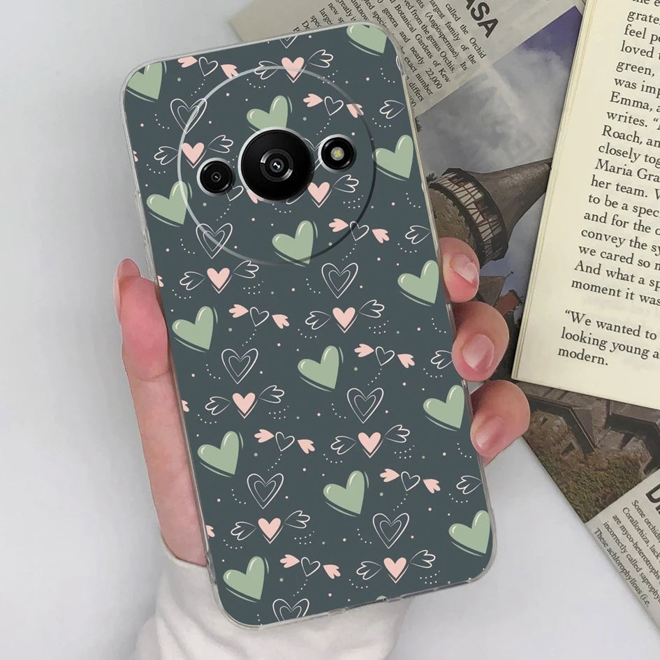 Xiaomi Redmi A3 Phone Case – Butterfly Coloured Drawing Back Cover with Screen Protector