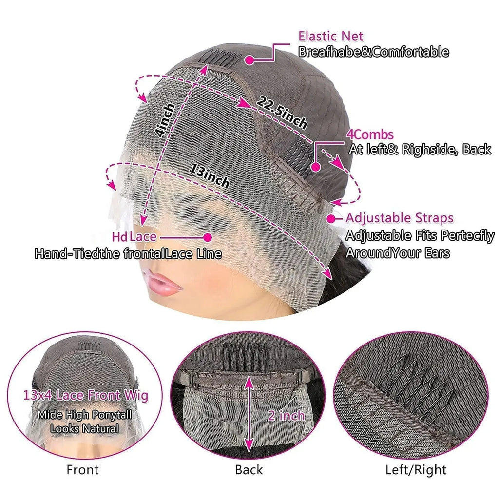 QT 13x4 Kinky Curly Lace Front Wigs Human Hair Wigs for Black Women Transparent Lace Frontal Wig Brazilian 4x4 Lace Closure Wig