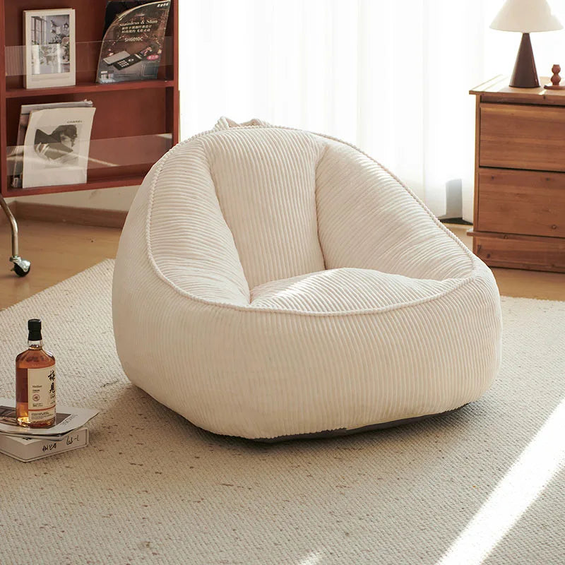 Cute White Nordic Children's Sofa – Recliner Lazy Puff for Kids' Living Room