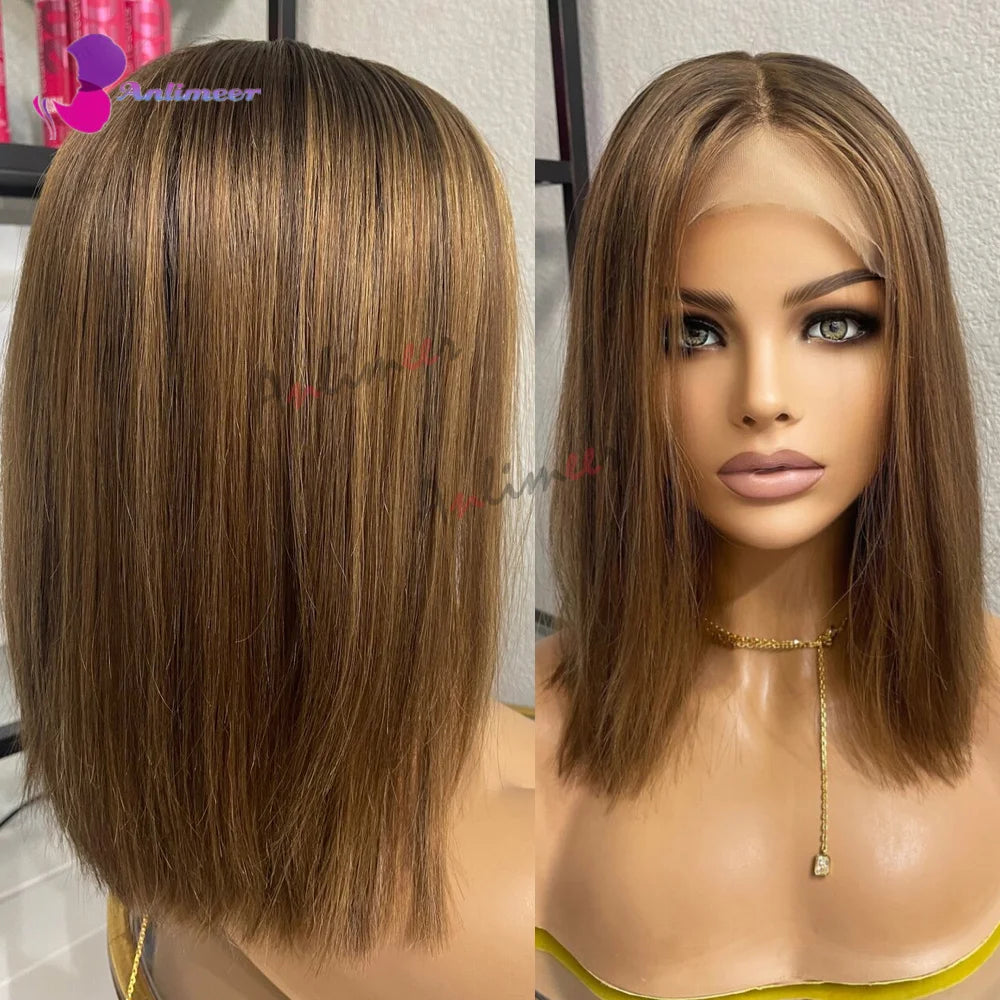Highlight Wig Silk Straight Honey Blonde Wig Human Hair 4x4 Lace Closure Wigs Human Hair Wigs for Black Women Human Hair